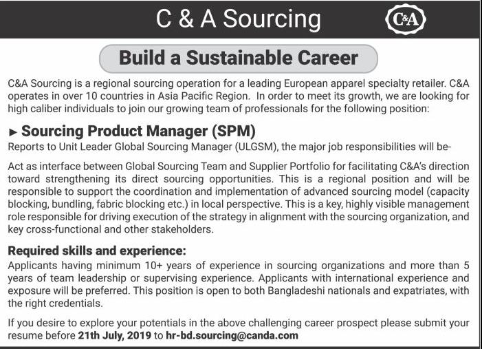 C And A Sourcing Job circular