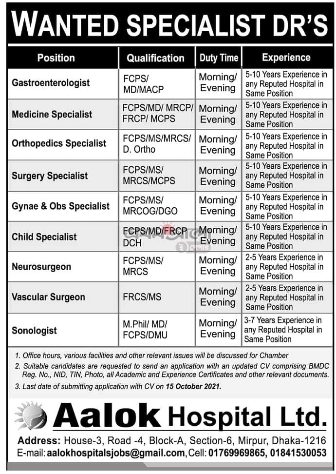 Aalok HealthCare And Hospital Job circular