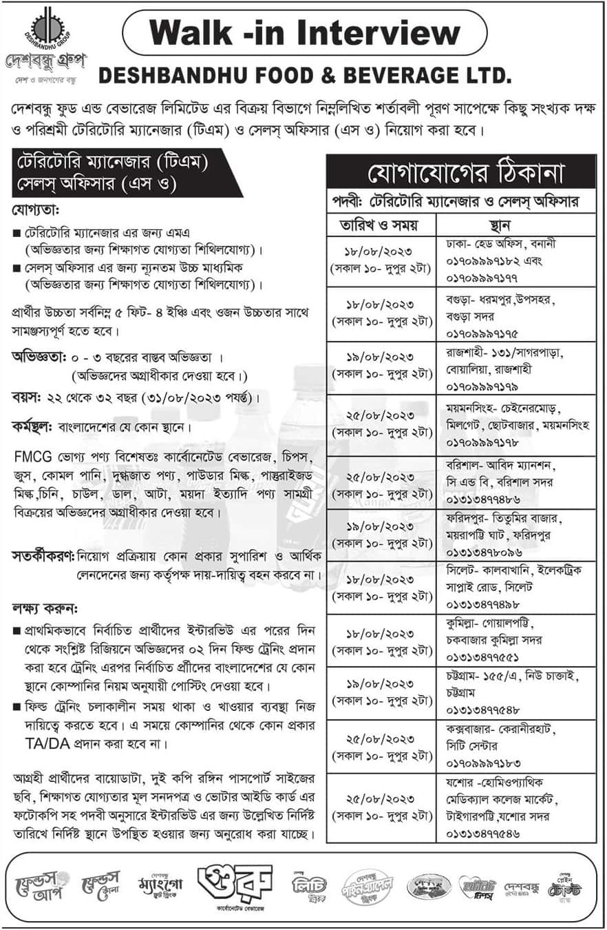 Deshbandhu Group Job Circular