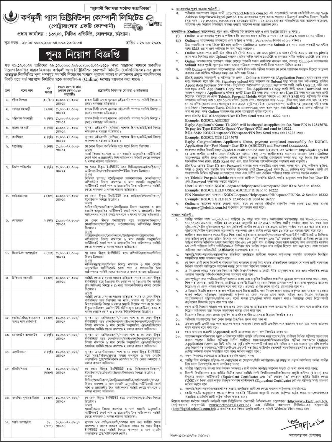 Karnaphuli Gas Distribution Company Limited Job Circular