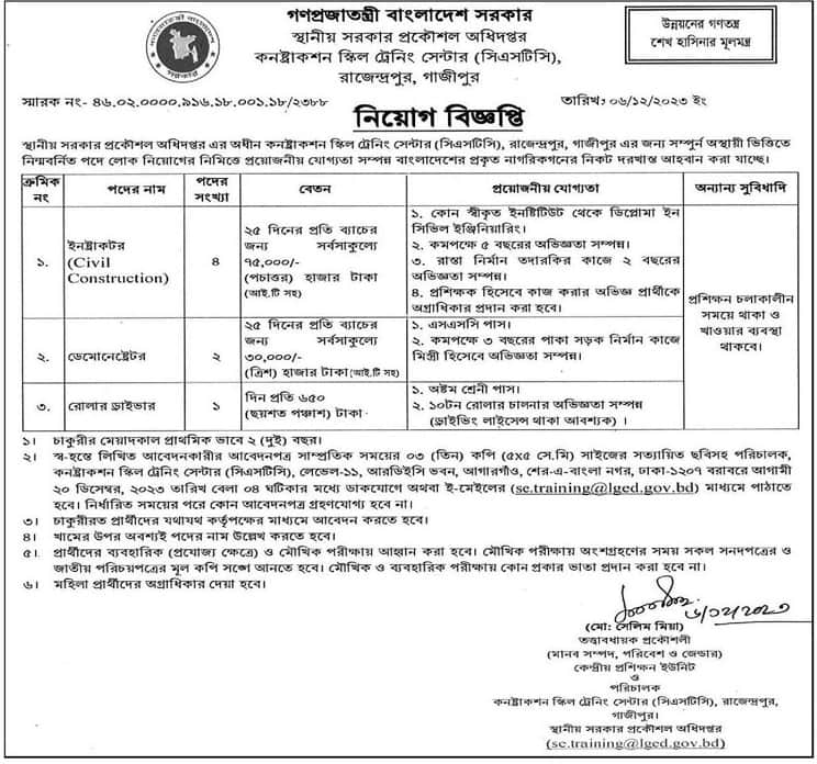 Local Government Engineering Department Job Circular