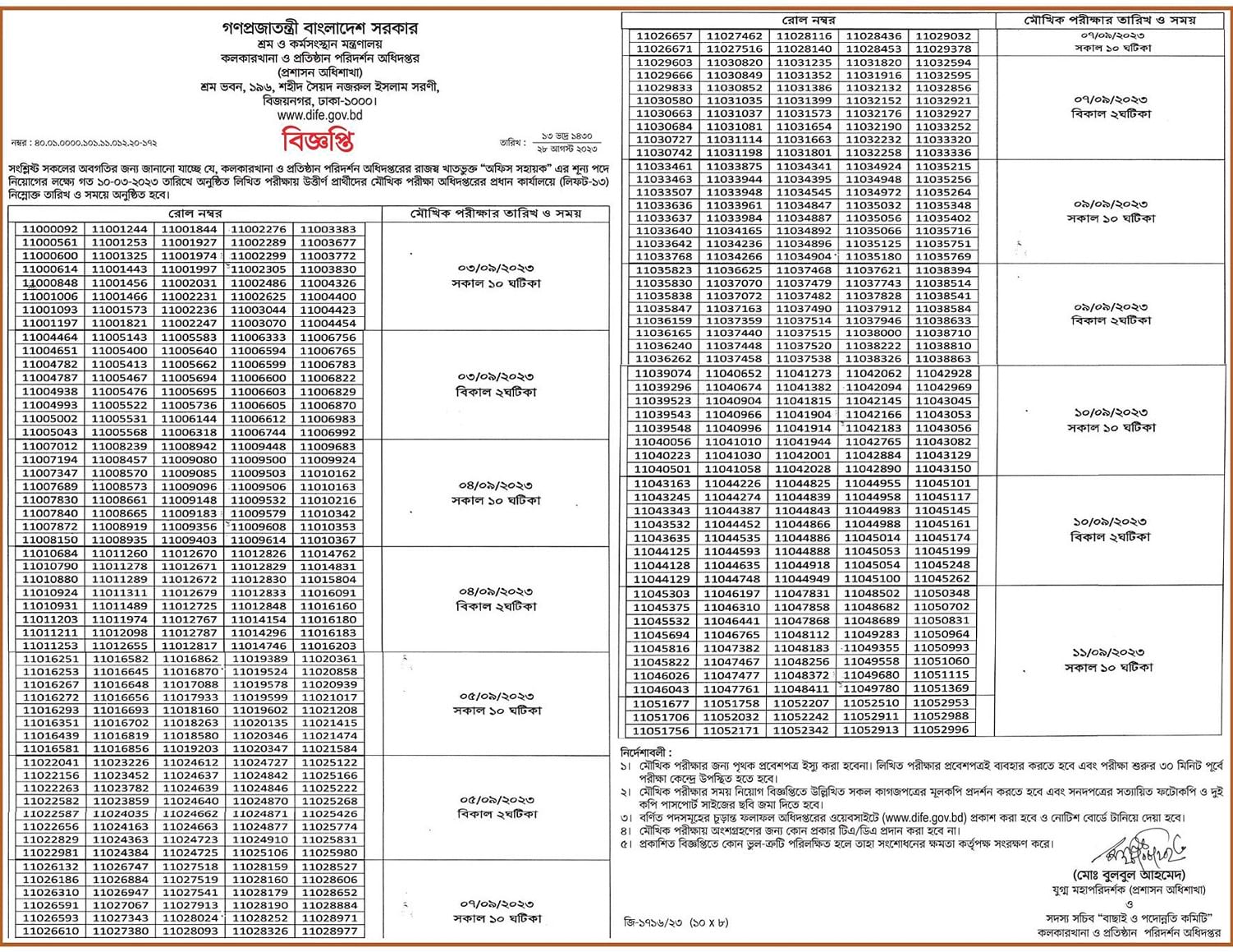 Department of Inspection for Factories and Establishments Job Circular