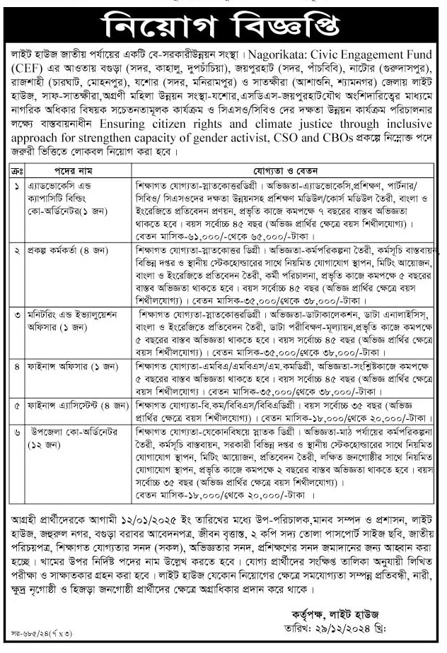 Light House Bangladesh NGO jobs