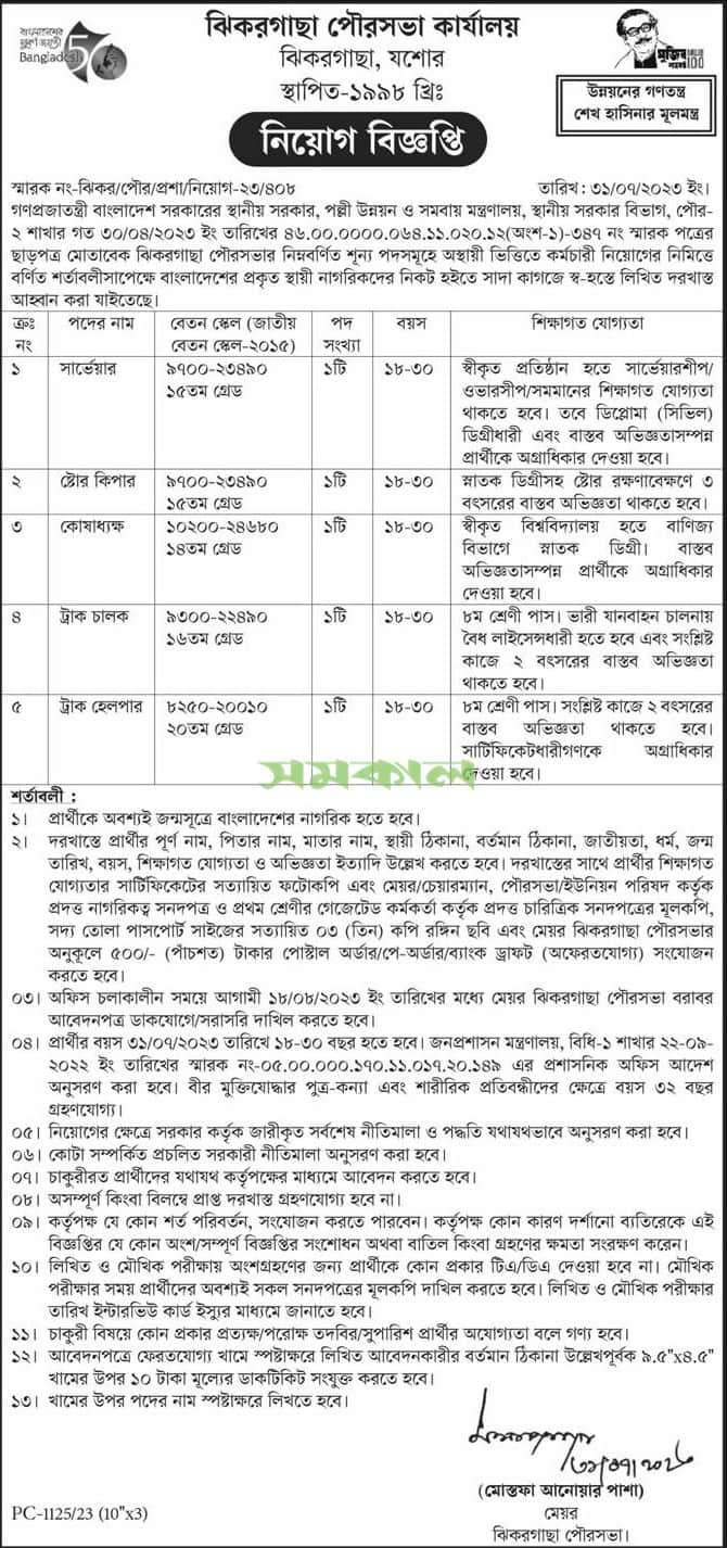 Municipality Office Job circular