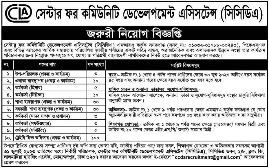 Centre for Community Development Assistance Job Circular 