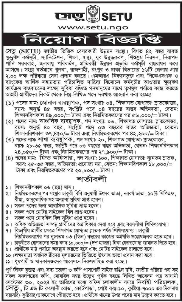 SETU NGO Job Circular