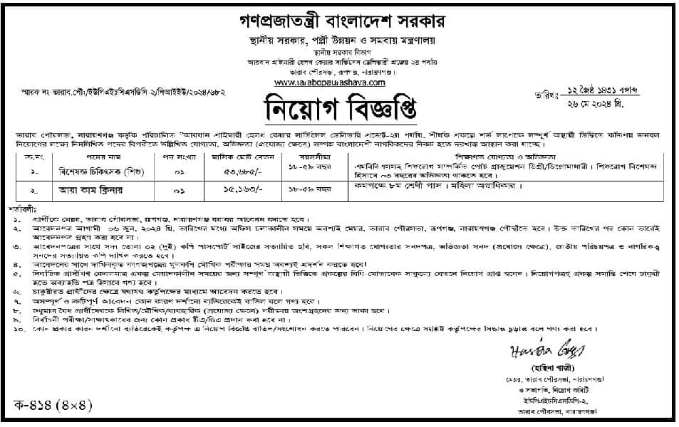 Tarabo Paurashava Job Circular