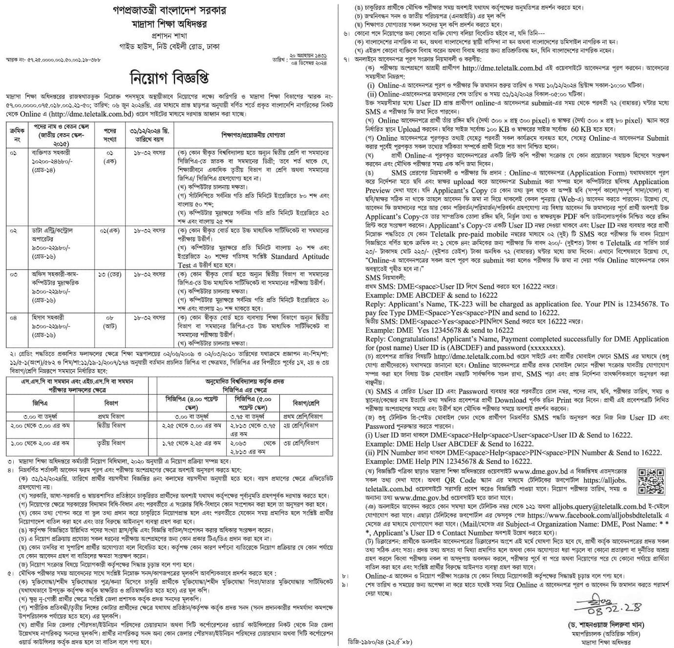 Directorate of Madrasah Education Job Circular