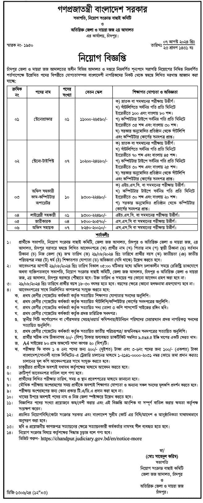 Additional District and Sessions Judge Job Circular