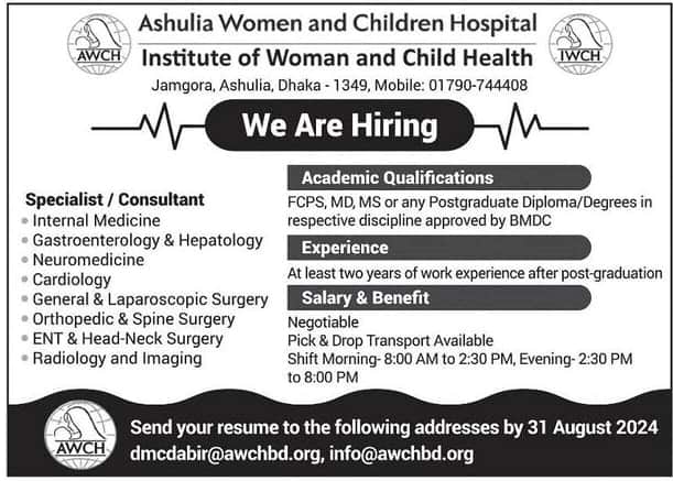 Ashulia Women and Children Hospital Job Circular 