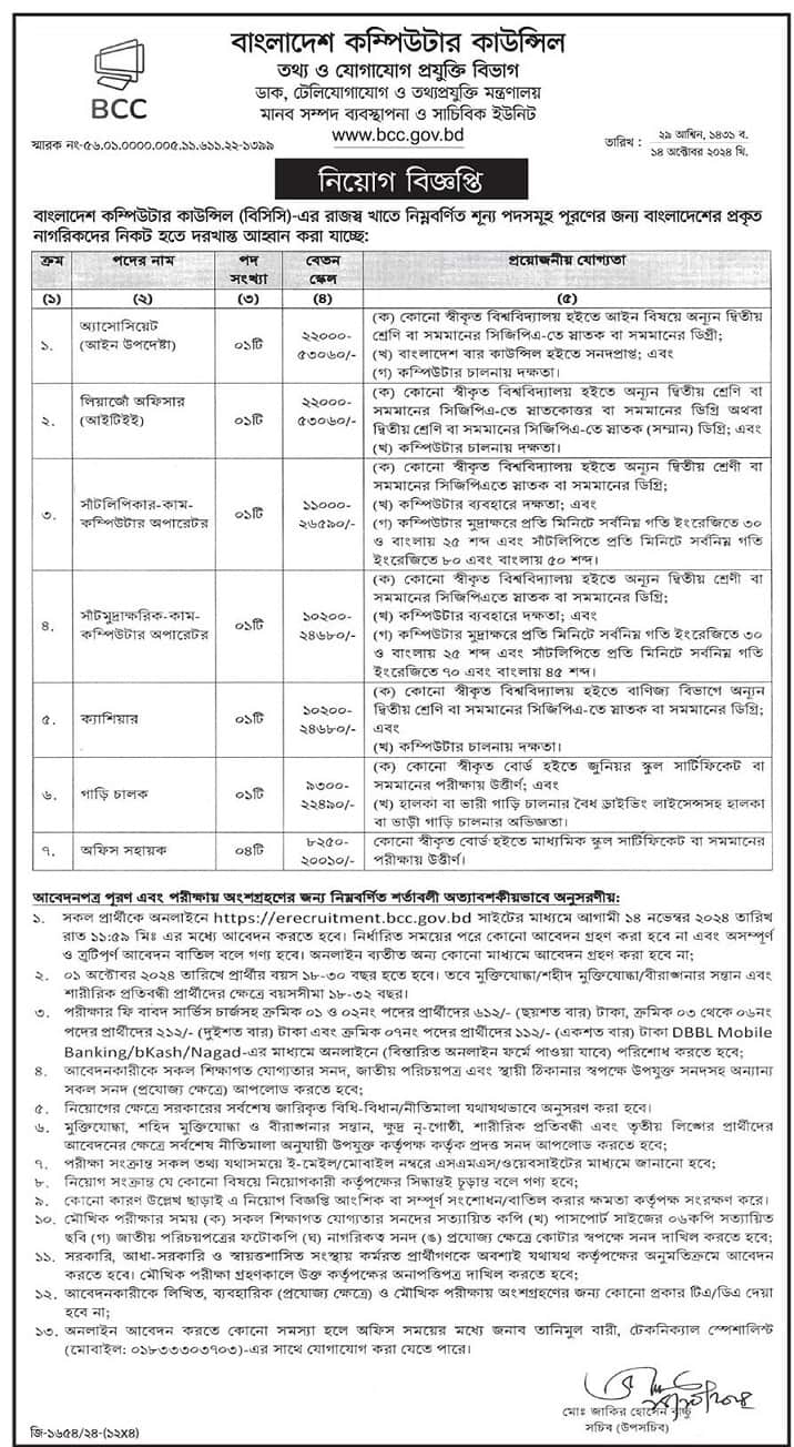 Bangladesh Computer Council Job Circular