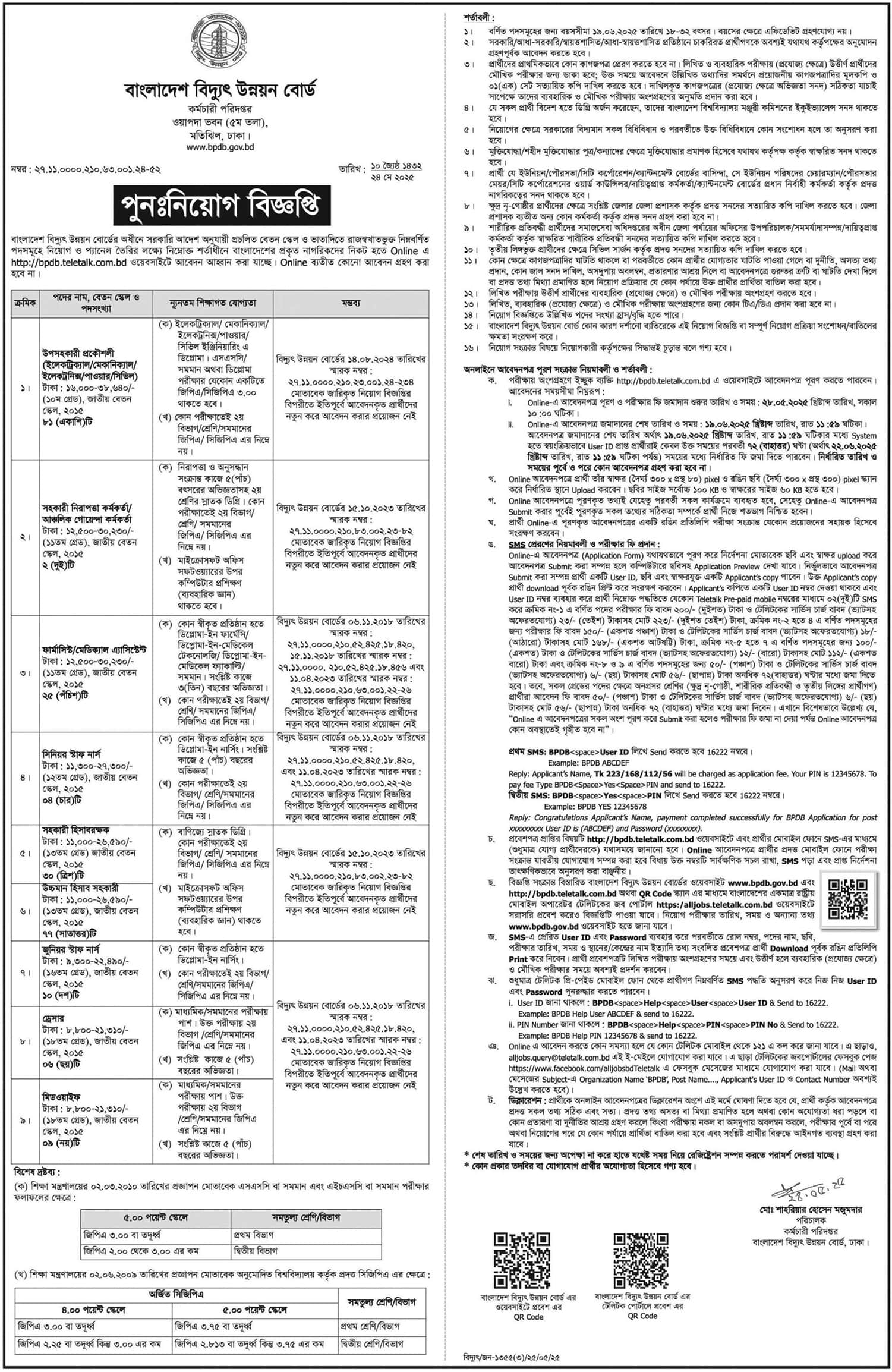 Bangladesh Power Development Board Job Circular