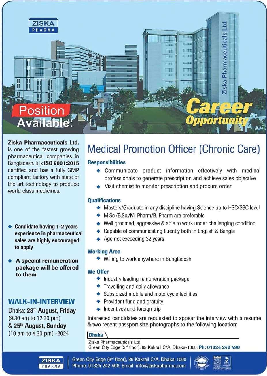 Pharmaceutical company Job circular