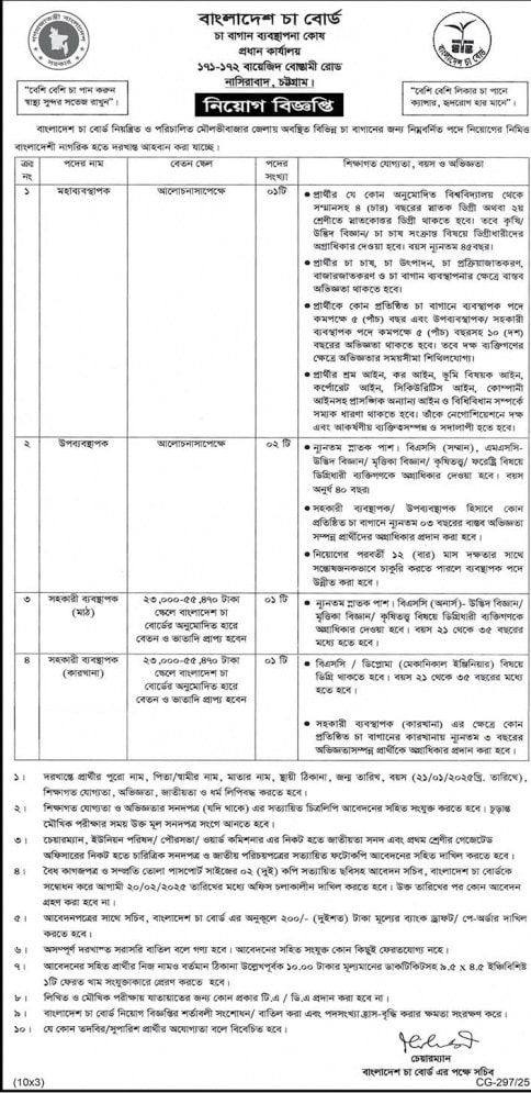 Bangladesh Tea Board Job Circular