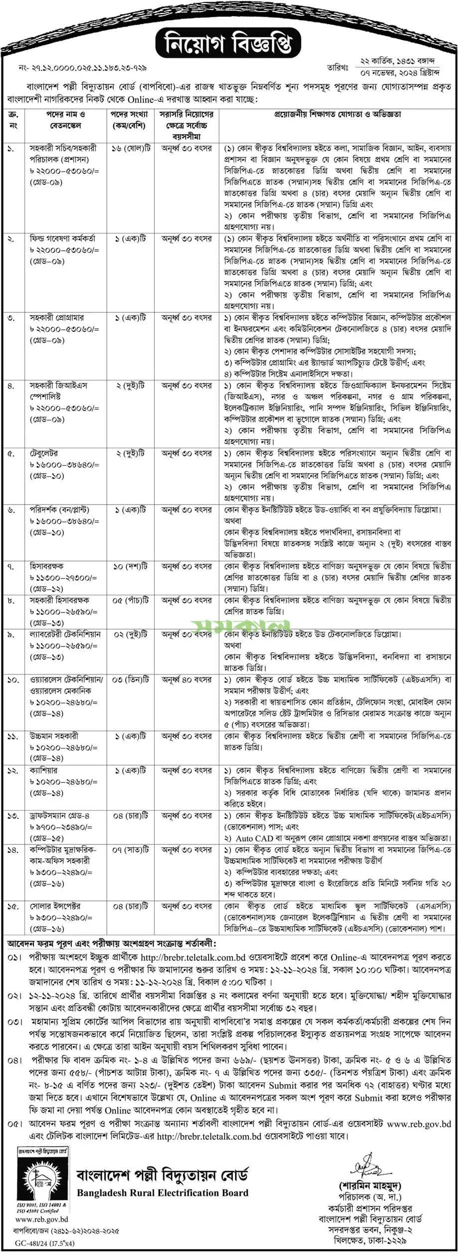 Bangladesh Rural Electrification Board Job Circular