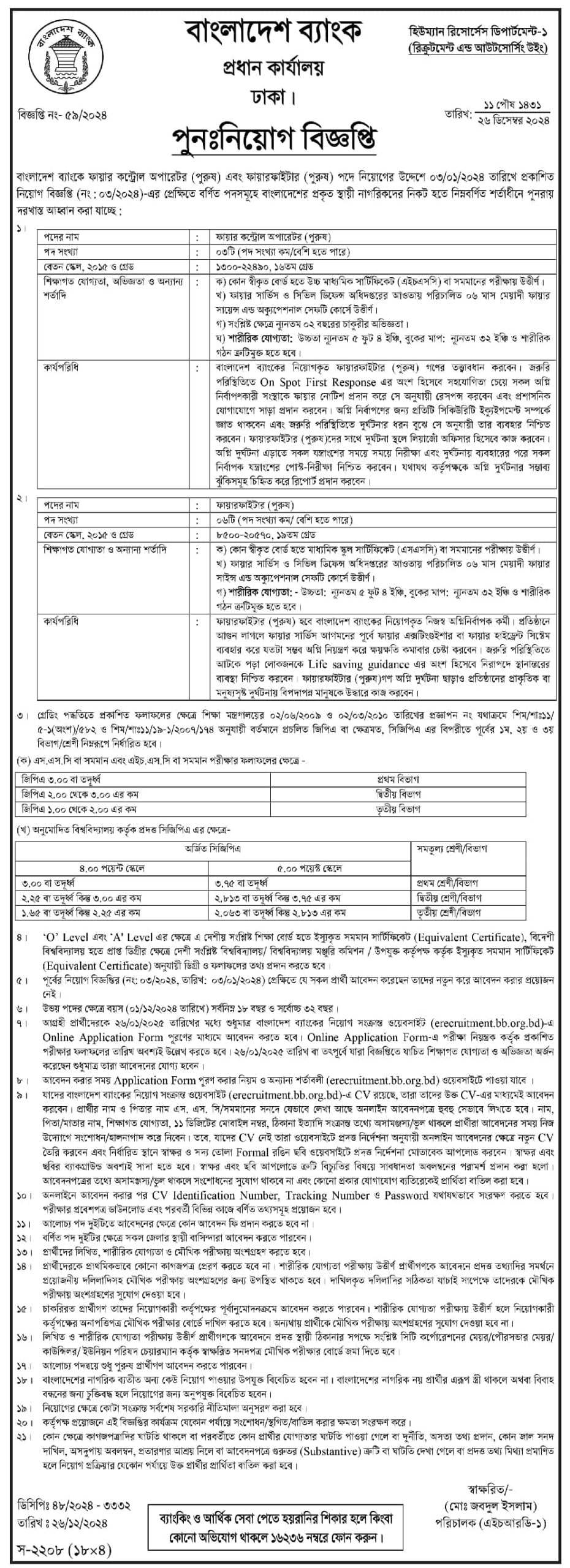 Bangladesh Bank Job Circular